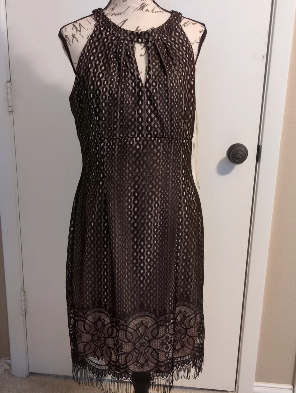 Maggy London Black Lace Halter Midi Dress 12